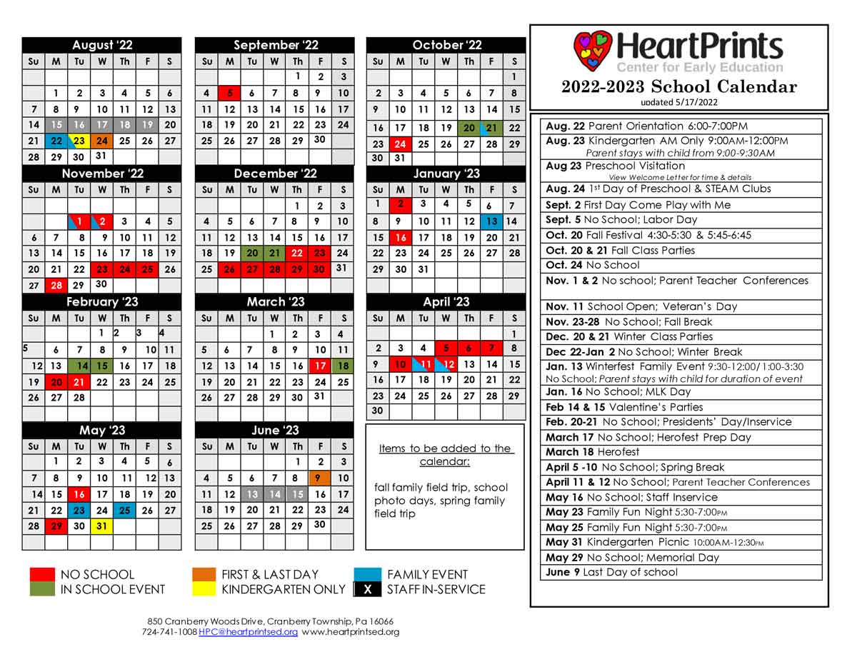 2021 - 2022 HeartPrints Calendar